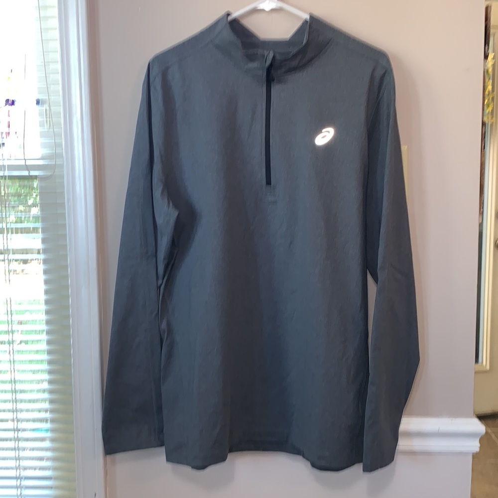 Asics Men’s L Gray 1/4 Zip Fleece Lined Pullover